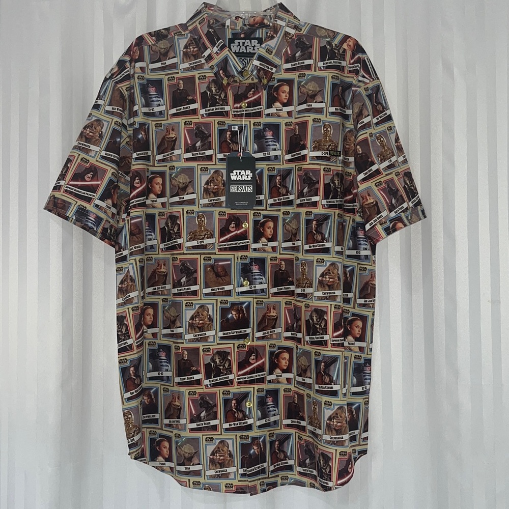 RSVLTS Star Wars Episode III Graphic Button Down Shirt - Sith Cards/Empire Cards